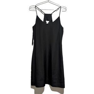 NEW J. Crew Womens Short Slip Dress 4 Black Silk Like Racerback Adjustable Strap